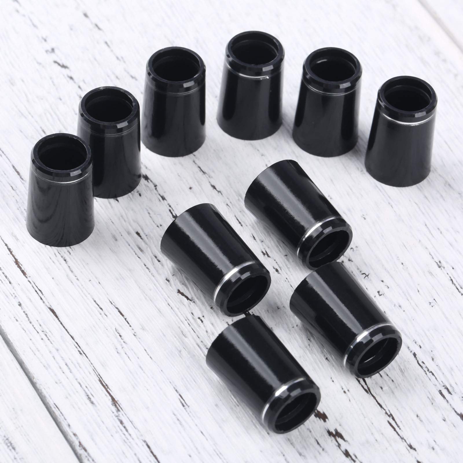 Muxsam 10Pcs .370 Black Golf Tapered Ferrules Compatible For Irons Shaft Universal With Single Silver Ring