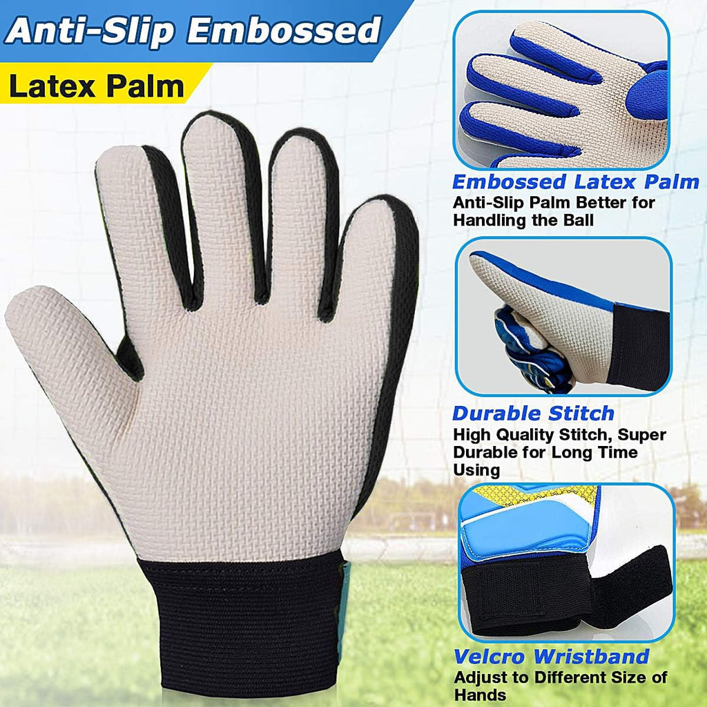 Jalunth Youth Soccer Goalkeeper Goalie Gloves Boys Girls Goal Keeper Field Player Glove Ages 11-13 Years Old Anti-Slip Latex Pal