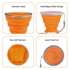 Nintora-C Collapsible Cups, Silicone Collapsible Travel-Cup, Expandable Folding Camping Drinking Cups With Lids Reusable Small P