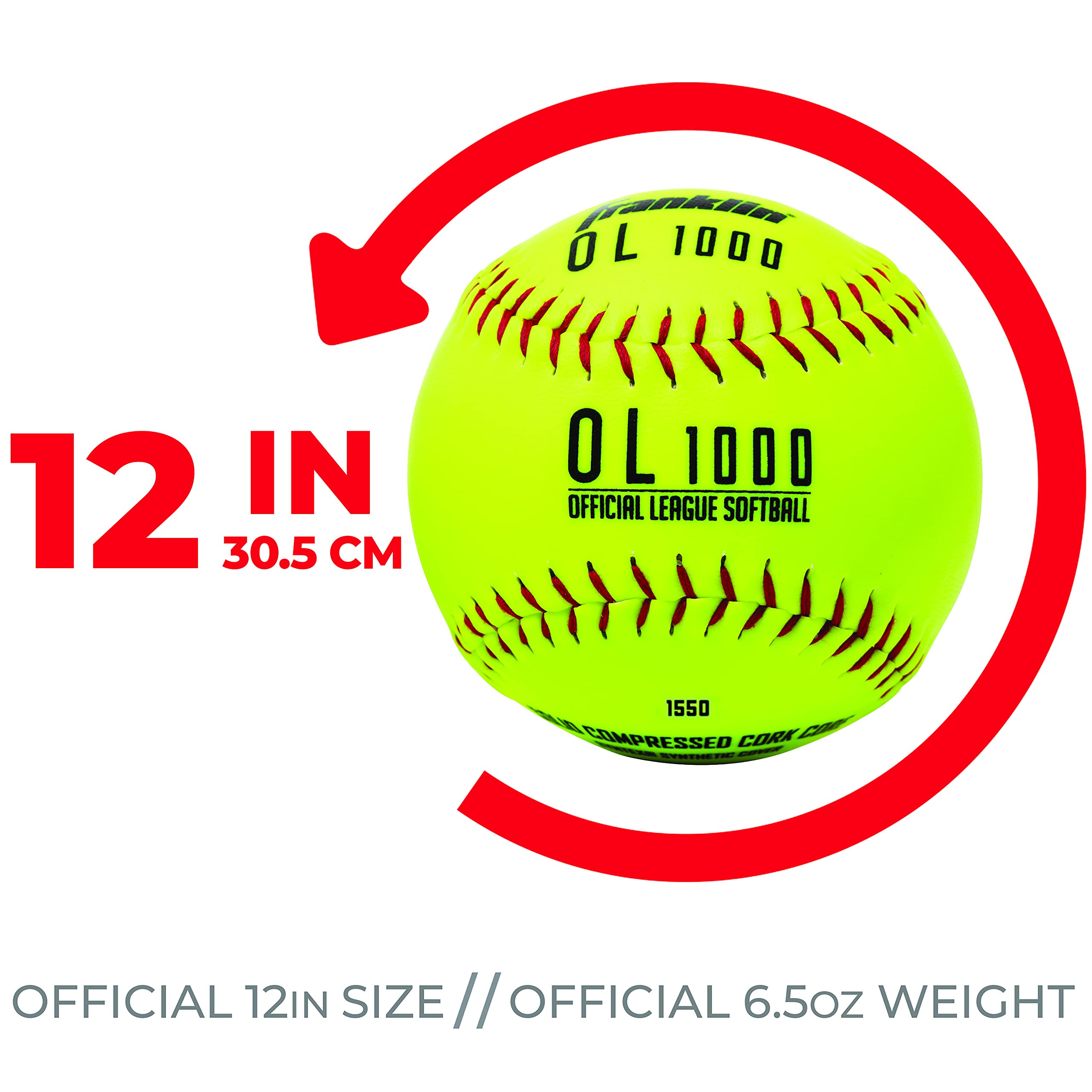 Franklin Sports Official Size Softballs - 12'' Fastpitch Practice Great For + Training Weight 4 Pack
