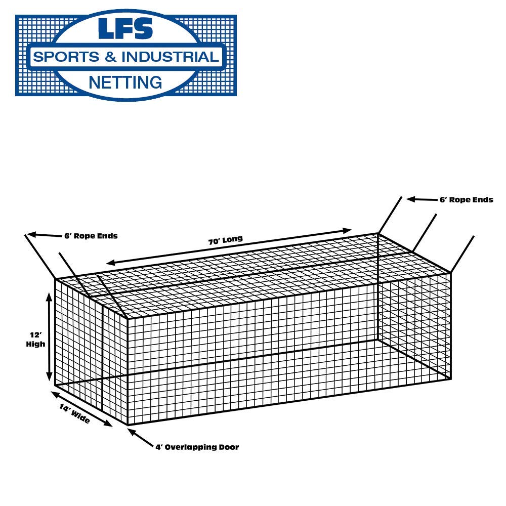 Lfs Sport Netting #42 Hdpe Batting Cage Net - 12' X 14' X 70'
