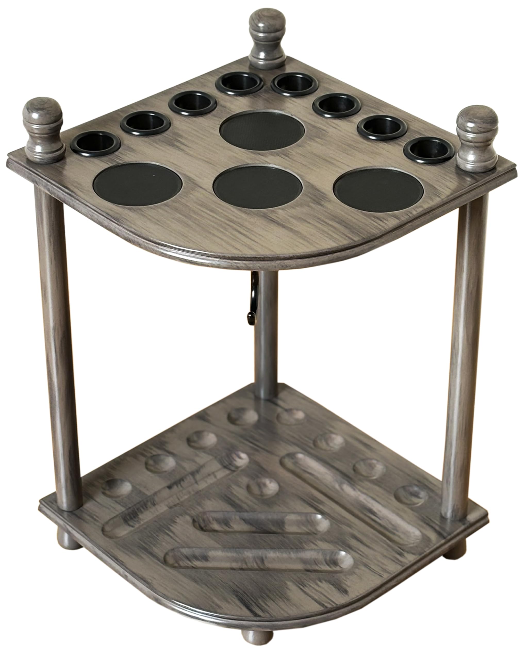 GACCO BILLIARDS Pool Cue Rack Hold up to 8 Sticks & Billiard Accessories. Floor Stand Pool Cue Stick Holder Made of 100% Solid H