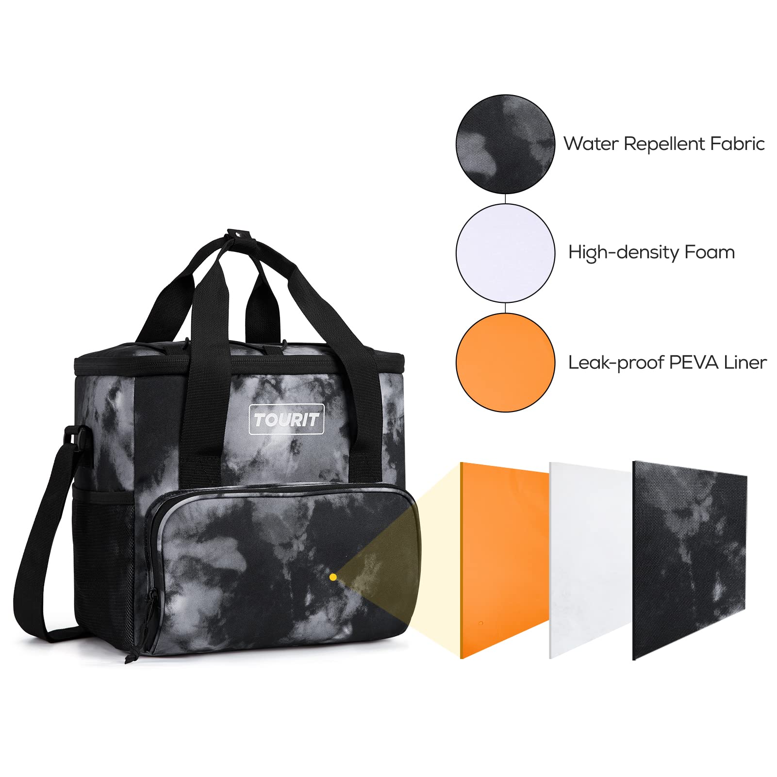 Tourit Cooler Bag 24-Can Insulated Soft Cooler Lunch Coolers Portable Cooler Bag 14.6L For Picnic, Beach, Work, Trip, Daily, Tie