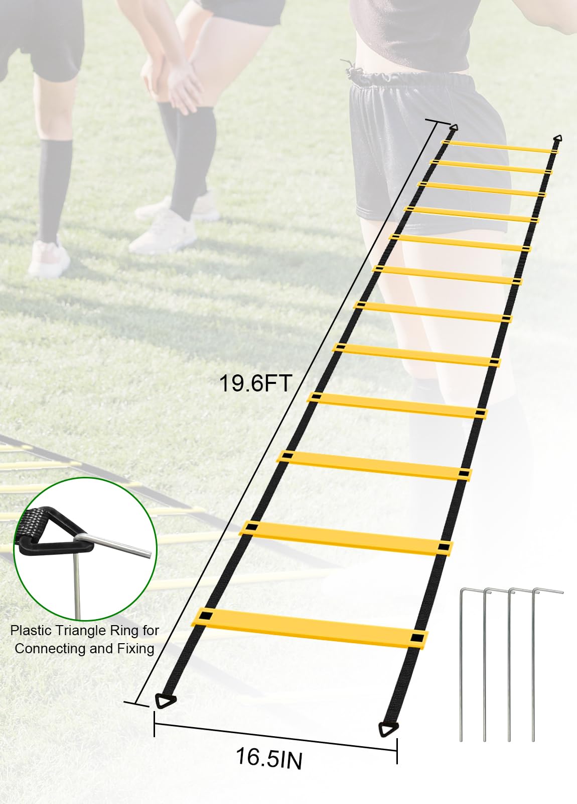 Panykoo Speed Agility Training Equipment Set - 20Ft Agility Ladder, 10 Disc Cones, Resistance Parachute, 5 Resistance Bands & Ca