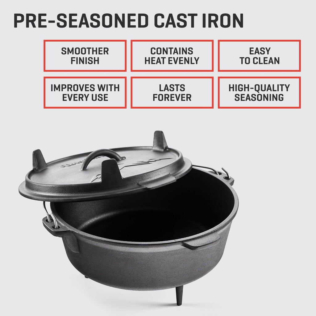 Uno Casa 6Qt Cast Iron Camping Dutch Oven With Lid Lifter And Storage Bag - Cast Iron Dutch Oven Pot With Lid, Cast Iron Camping