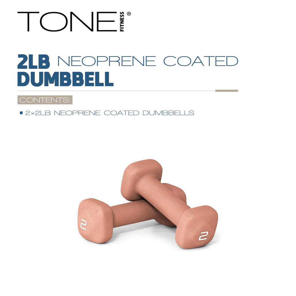 Tone Fitness 2 lb Neoprene Dumbbell Pair for Home Workouts - Non-Slip Design - Orange