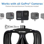 Octomask - Dive Mask W/Mount For All Gopro Hero Cameras For Scuba Diving, Snorkeling, Freediving (Black)