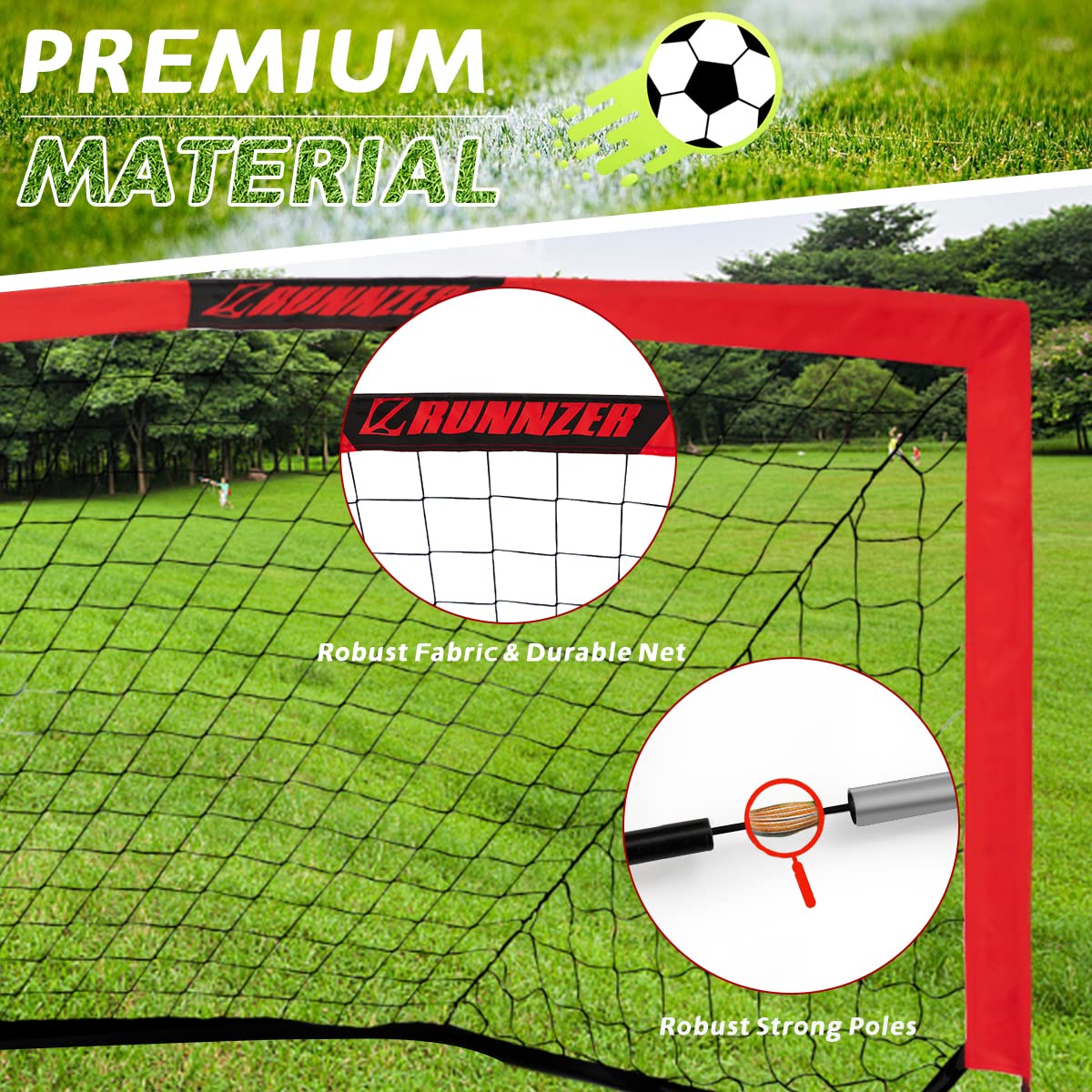 L Runnzer Portable Soccer Goals, Kids Soccer Nets For Backyard For Training & Practice, Soccer Net For Kids With Carry Bag, 2 Se