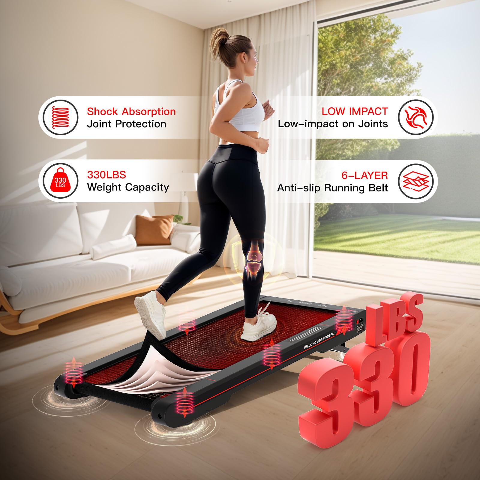 Sperax Walking Vibration Pad with Manual Incline,4-in-1 Under Desk Treadmill with APP Vibration Machine, Suitable for Home and O