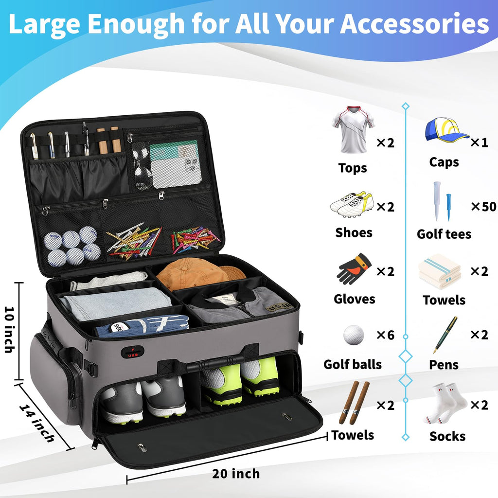 Mogplof Extra Large 2 Layer Golf Trunk Organizer, Golf Gifts for Men Golfers, 20x 14x 10 Water-resistant Car Durable Golf Organi