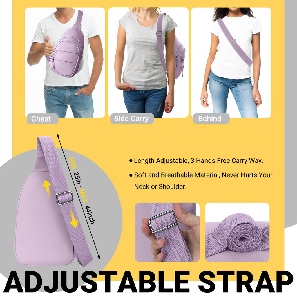 Tuwubi Crossbody Bags for Women, Sling Bag for Men, Small Hiking Backpack Anti Theft Lightweight for Outdoors Travel (M, Violet)