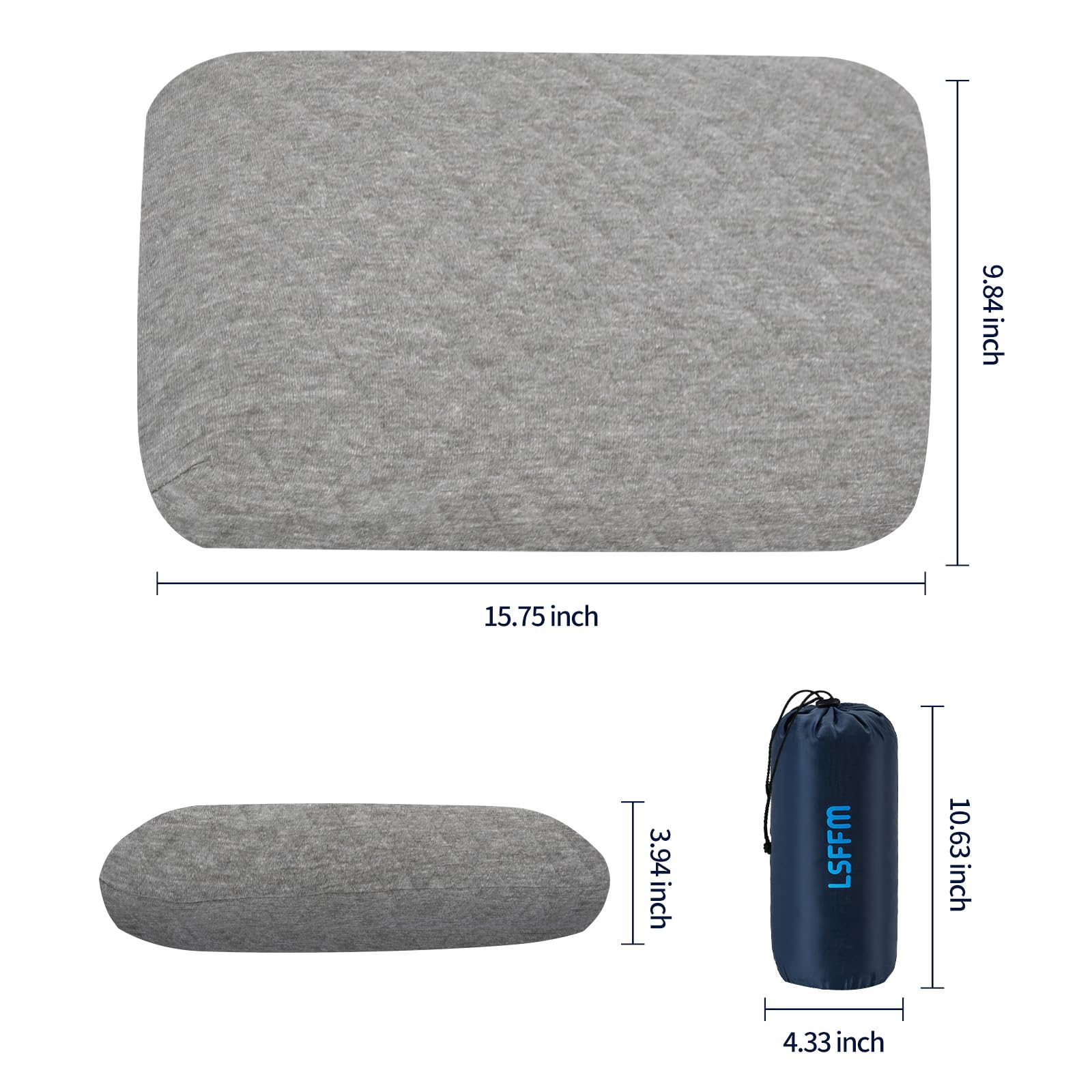 Lsffm Travel & Camping Memory Foam Pillow, Travel Essentials, Hammock Pillows With Double-Layered Pillow Cover, Easy To Clean, C