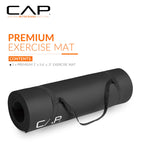 Cap Barbell High Density Exercise Mat With Strap, 68''X24'' 12Mm (Black)