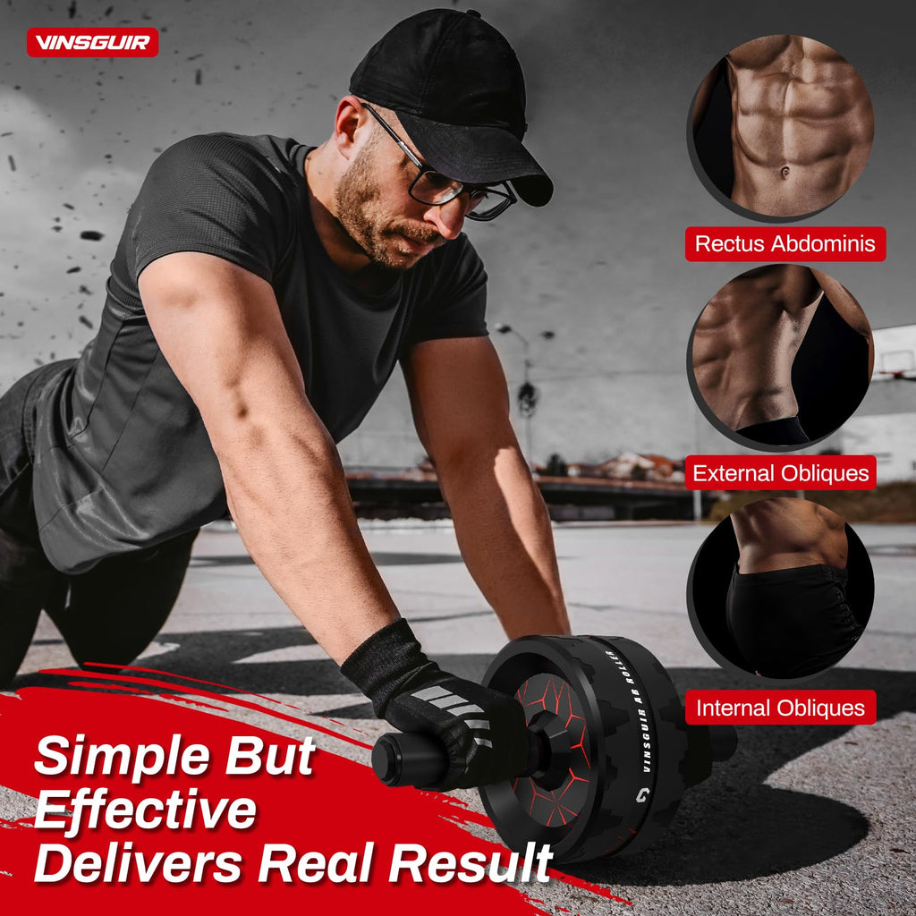 Vinsguir Ab Roller Wheel, Abs Workout Equipment For Abdominal & Core Strength Training, Exercise Wheels For Home Gym, Fitness Eq