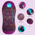 Acecamp Glow In The Dark Mummy Sleeping Bag For Kids And Youth, Temperature Rating 30F/-1C, Water-Resistant For Camping, Hiking,