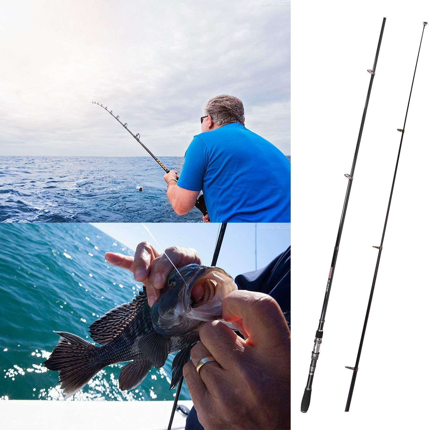 Plusinno Telescopic Fishing Pole Spinning Rod Carbon Fiber Travel Rod For Saltwater & Freshwater Fishing 2.7M 8.86Ft