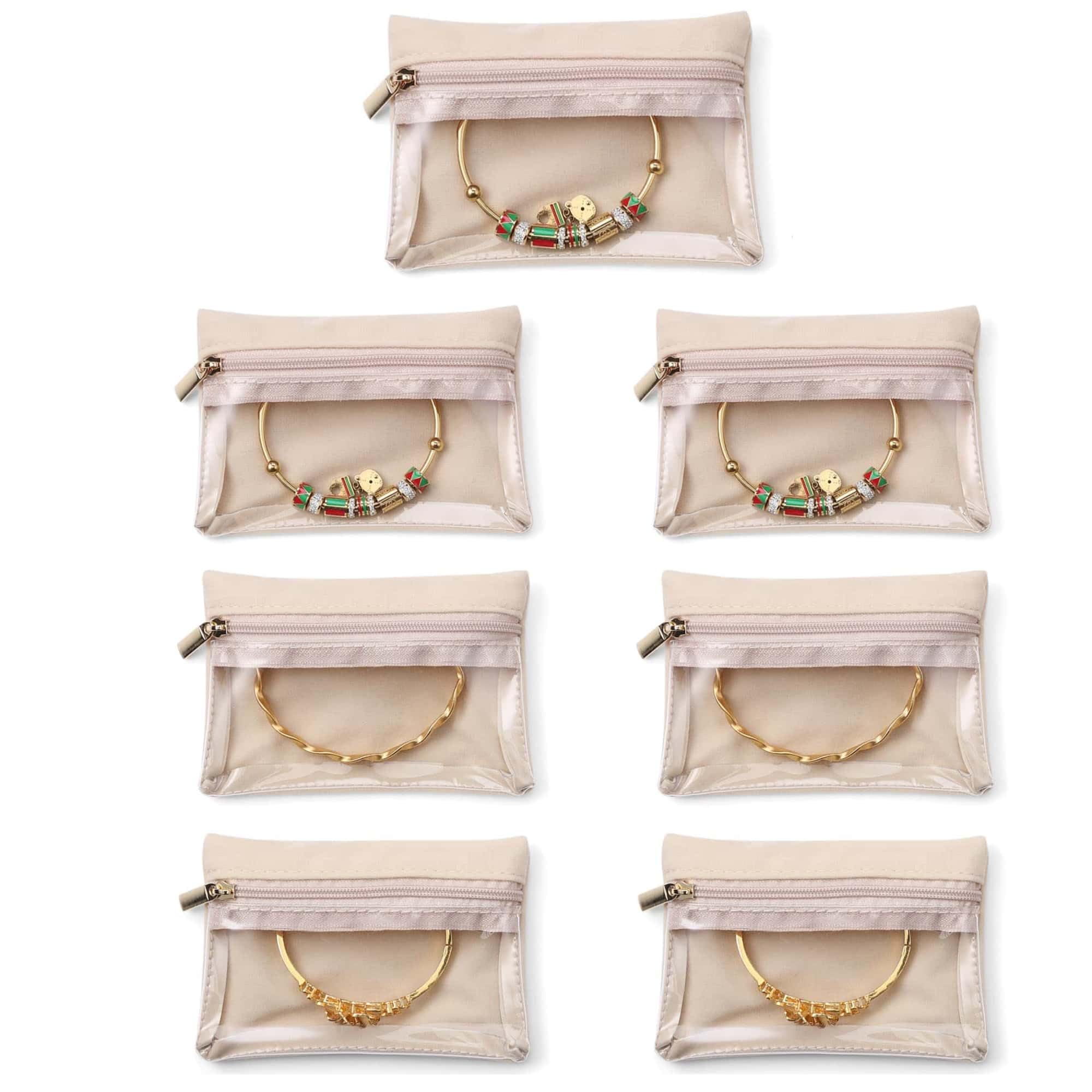 MTRoyaldia 7 PCS Small Travel Jewelry Bag, Jewelry Organizer Portable Jewelry Storage Bag Zipper Pouch for Travel, Jewelry Gift 