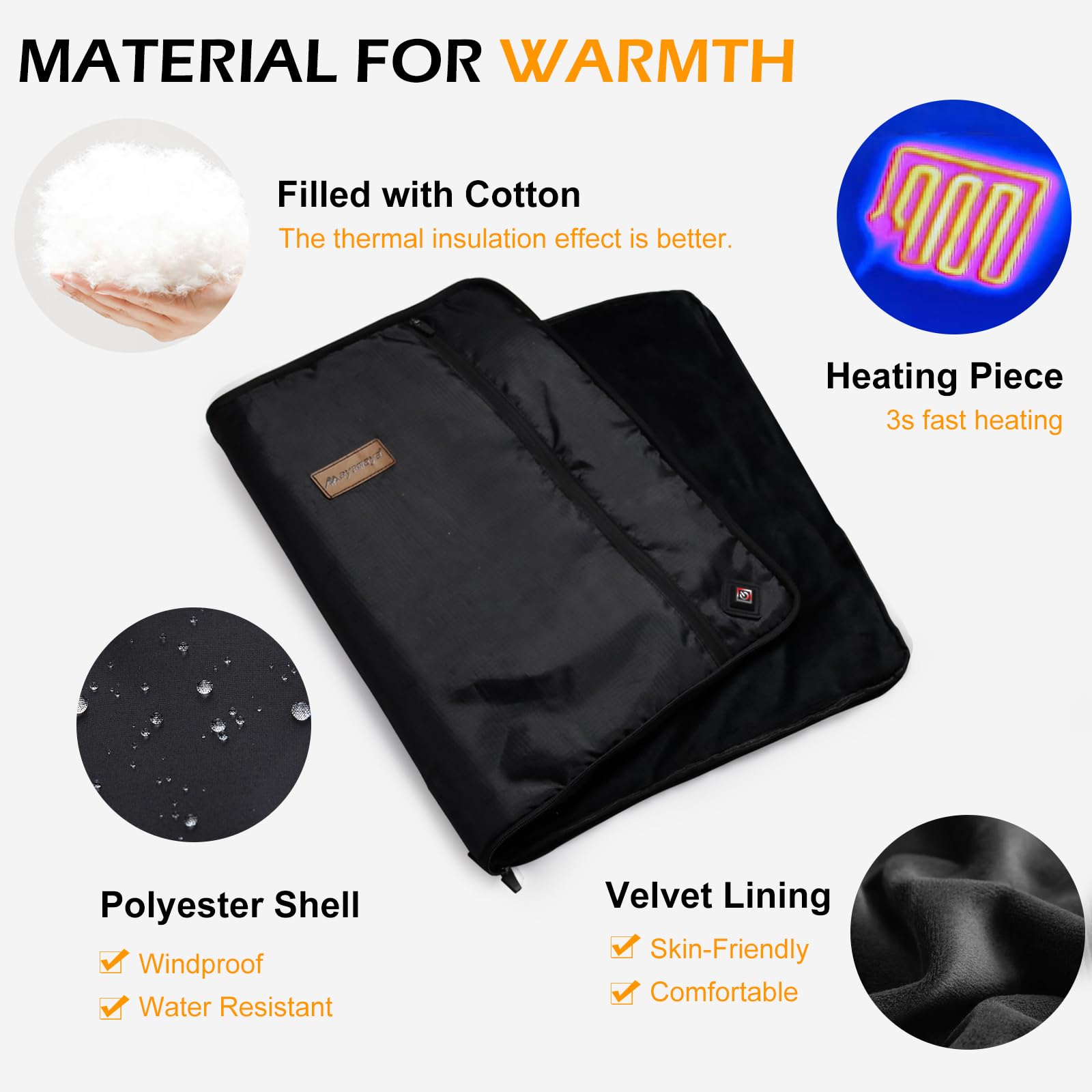 Ayamaya Instant Heated Trekpak For Sleeping Bag, Hammock Underquilts,Heated Camping Blanket - Hot Pocket Wireless Heating Pads W