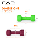 CAP Barbell 56 LB Set of Neoprene Dumbbells with Rack Color Series | 2, 3, 5, 8, 10 LB pairs