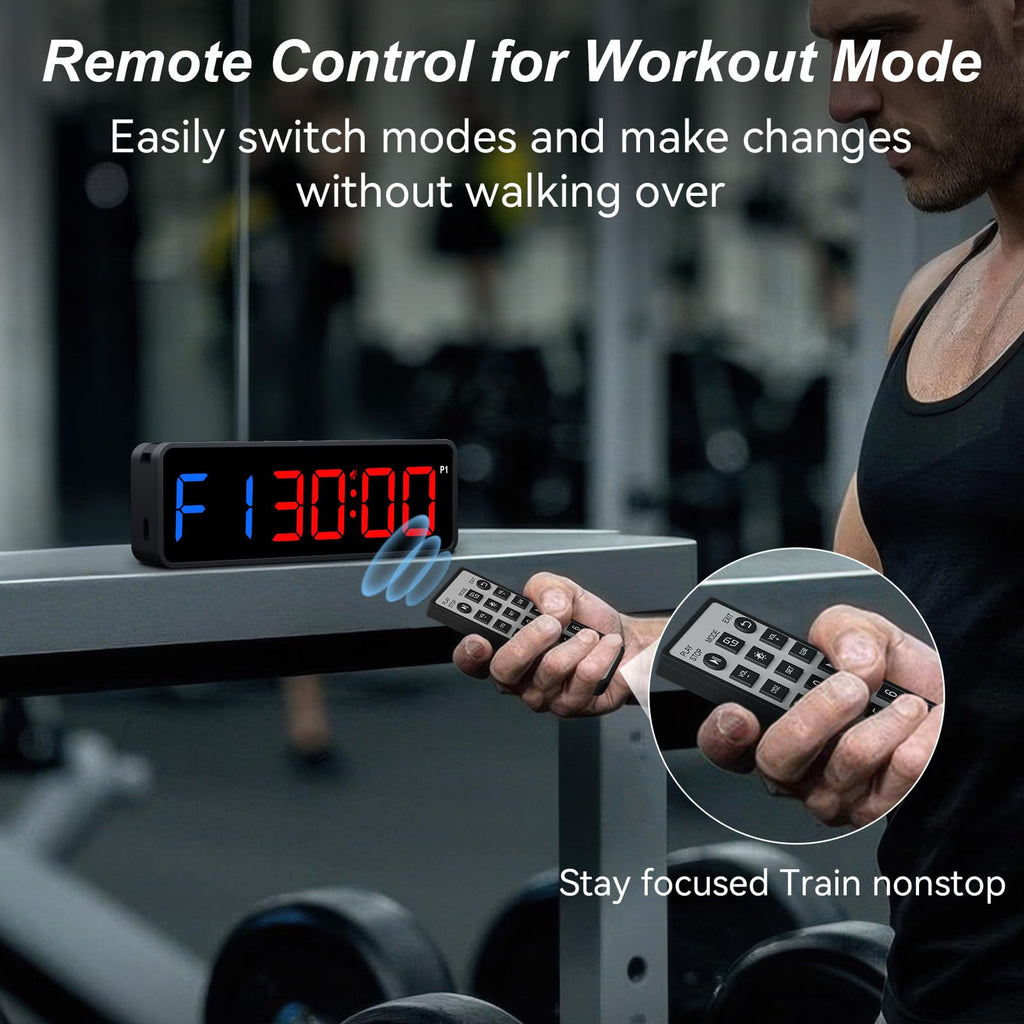 Acedeck Portable Gym Timer Clock: Fitness Digital Clock With Strong Magnet - Remote Control For Fitness Enthusiasts - Powerful B