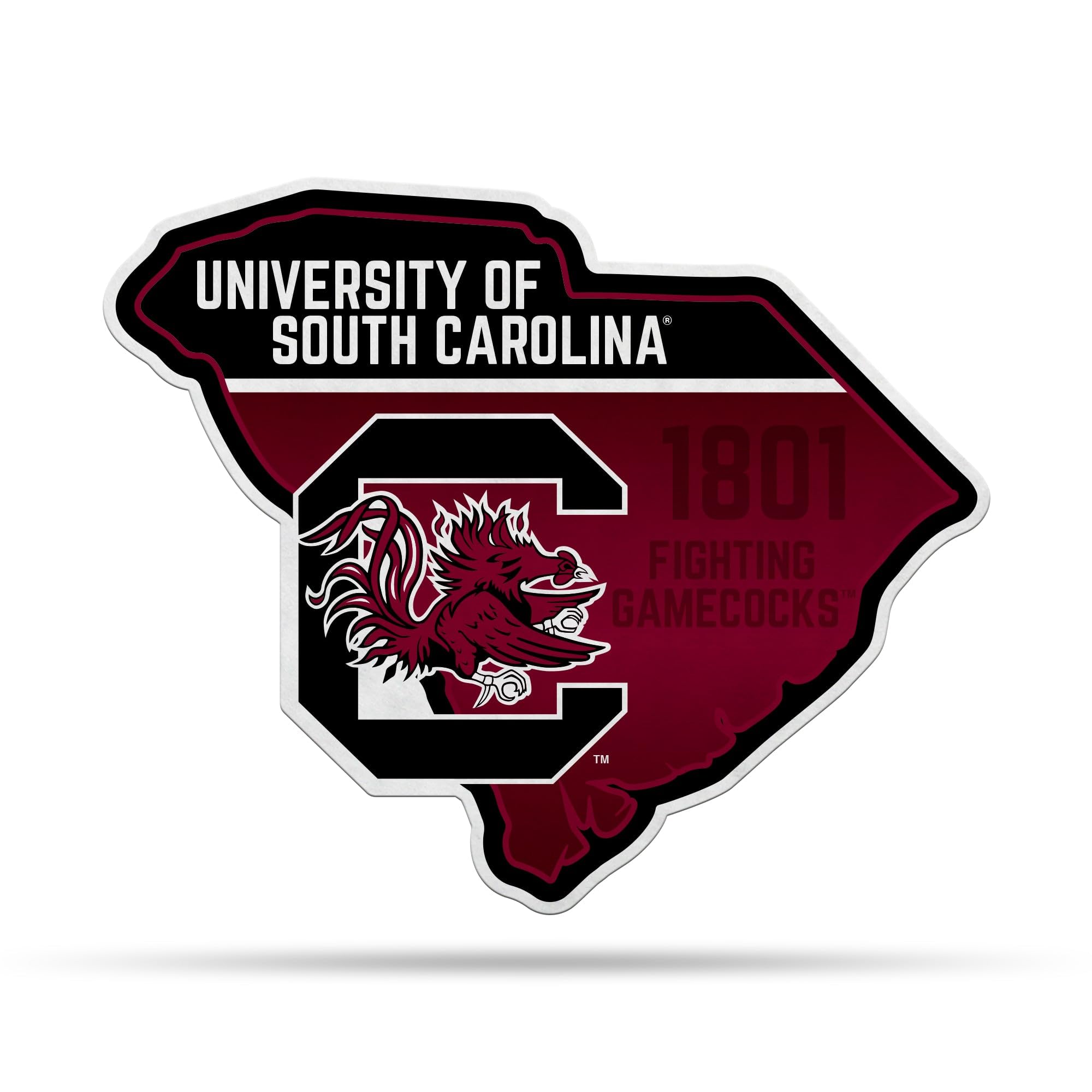 Rico Industries Ncaa South Carolina Gamecocks State Shape Shape Cut Pennant - Home And Living Room D  Cor - Soft Felt Ez To Hang