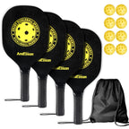 Amicoson Pickleball Paddles - Set Of 4 Paddles, Indoor & Outdoor Balls, Paddle Wood Racket Ergonomic Cushion Grip, 8 Balls 1 Car