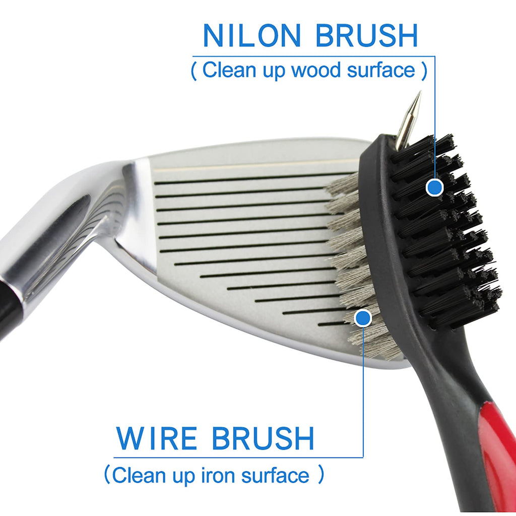 Vipmoon Golf Club Cleaner Kit, 2 Pcs Groove Sharpener Regrooving Tool And 1 Pcs Retractable Club Cleaner Brush, Portable Groove
