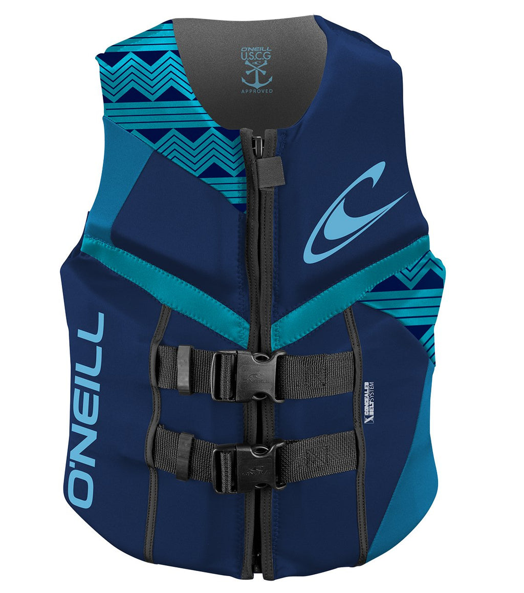 O'Neill Wetsuits Women'S Reactor Uscg Life Vest Navy/Riviera/Turquoise, 10