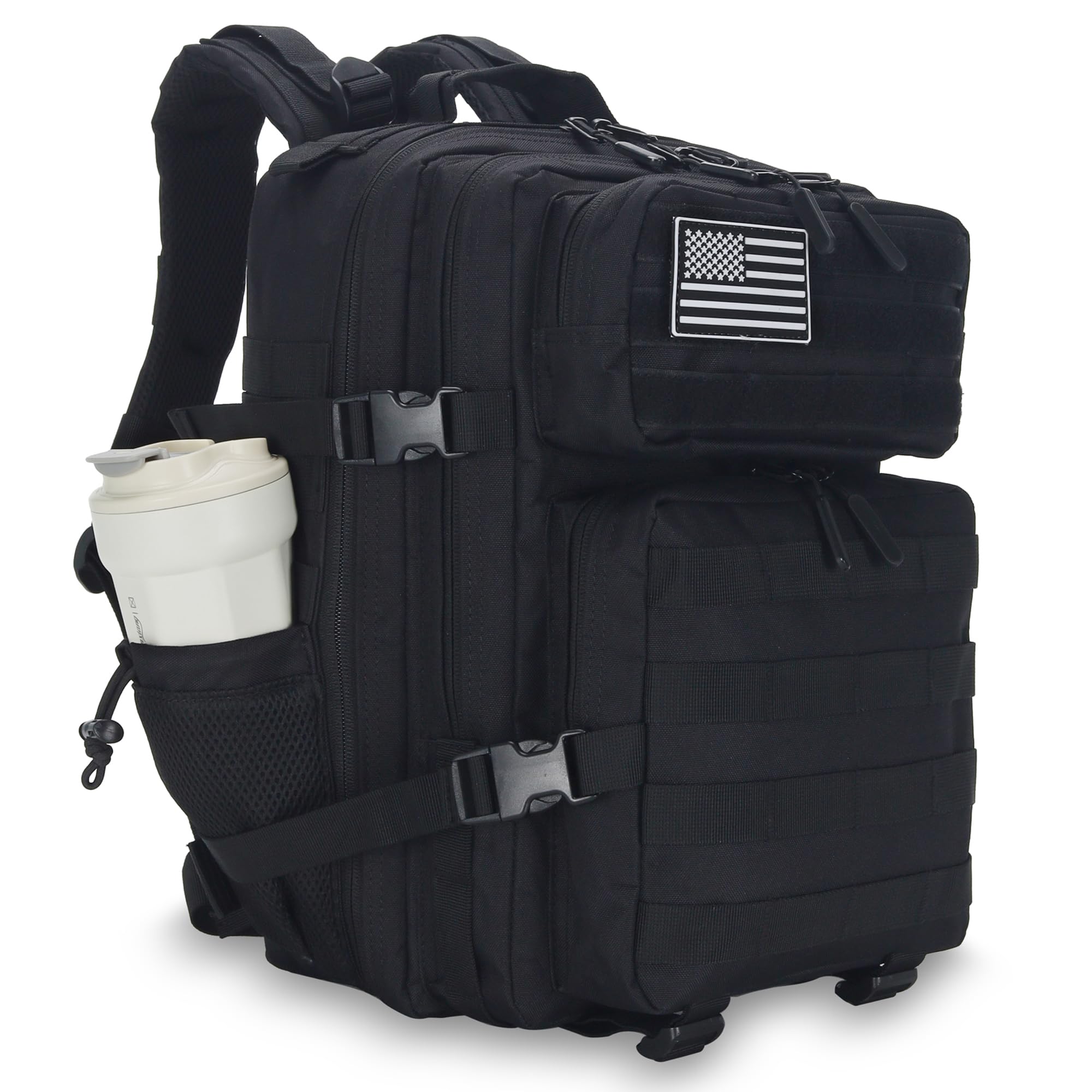 W WINTMING 25L/45L Tactical Backpack Military Tactical Backpack Heavy Duty Molle Assault Pack for Work Gym Outdoors (1.0 25L-Bla