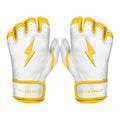 BRUCE BOLT Chrome Series Short Cuff Yellow Batting Glove - Yellow Medium