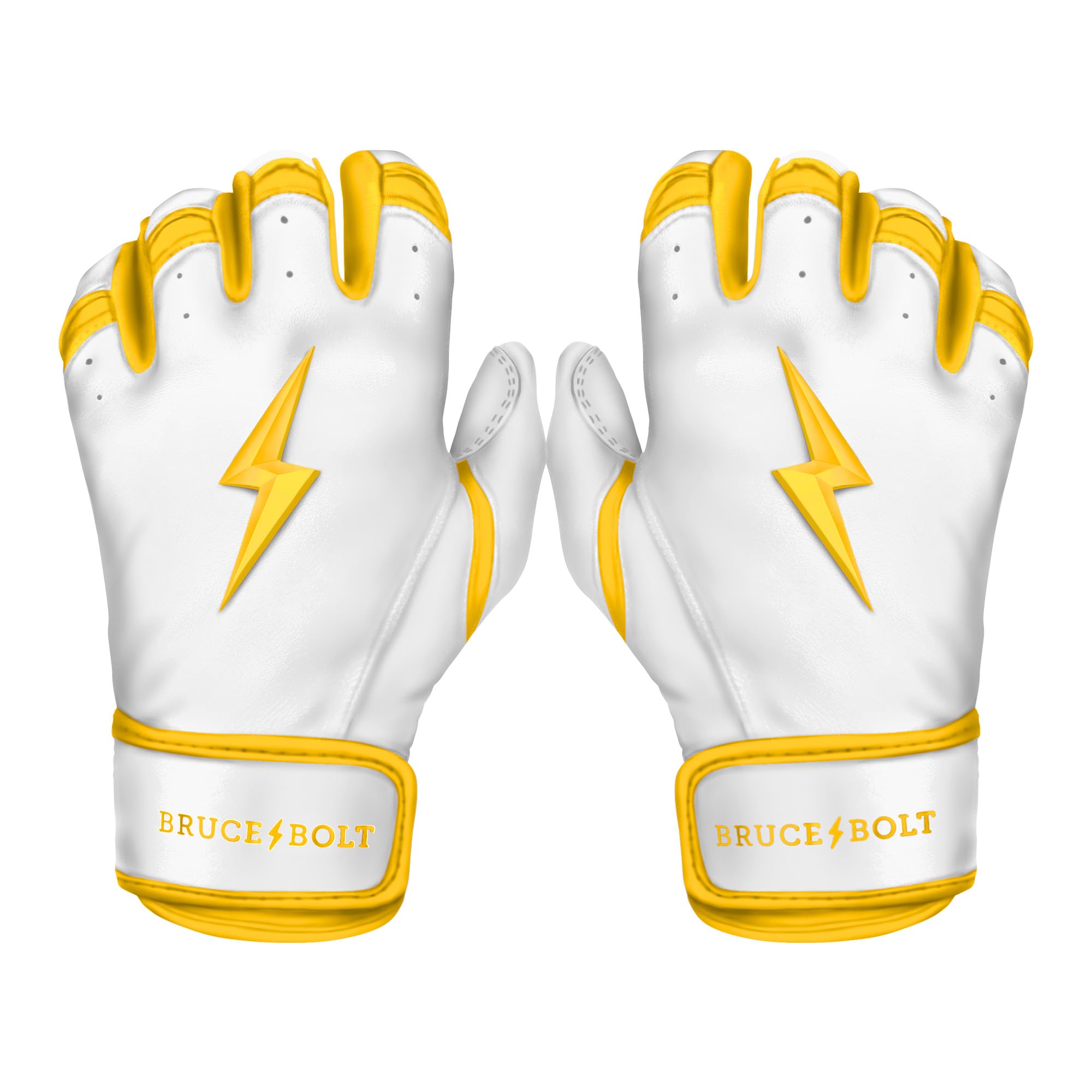 BRUCE BOLT Chrome Series Short Cuff Yellow Batting Glove - Yellow Medium