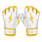BRUCE BOLT Chrome Series Short Cuff Yellow Batting Glove - Yellow Youth XLarge