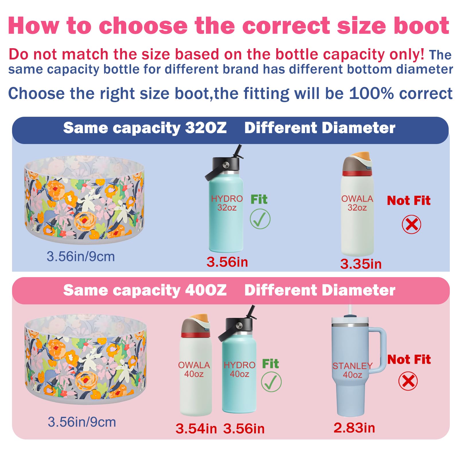 Heyskay Protective Flask Silicone Boot Cover Base 32Oz 4Oz For Hydro Flask Water Bottle Accessories Yeti, Simple Modern,Takeya,M