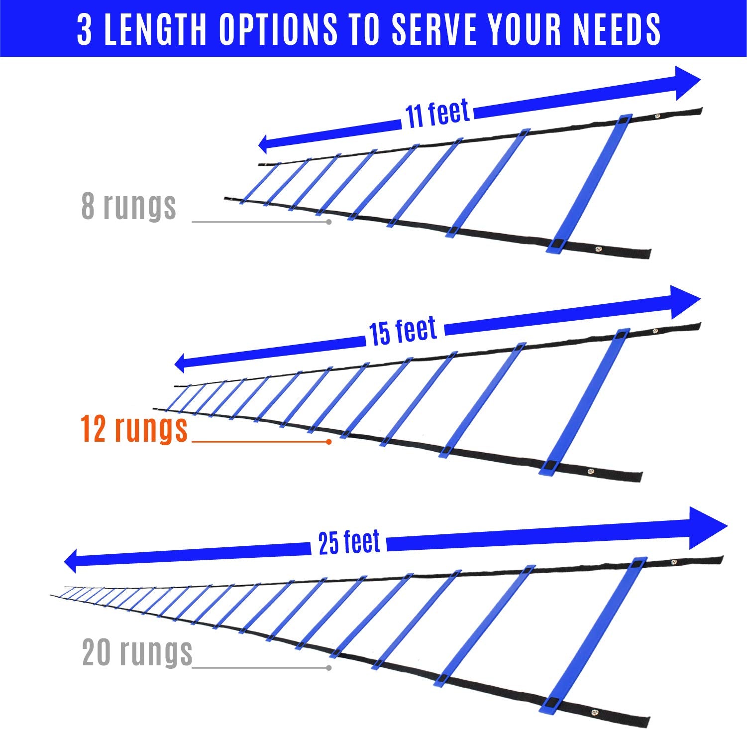 Yes4All Speed Agility Ladder Training Equipment With Carry Bag - 12 Rungs Blue
