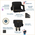 Alpcour Folding Stadium Seat - 25-Inch Extra Wide Padded Adults Camping Reclining Waterproof Bleacher Chair - Best Ultra Extra T