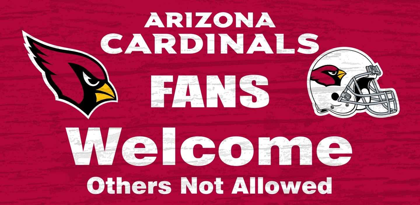 Arizona Cardinals Wood Sign - Fans Welcome 12x6