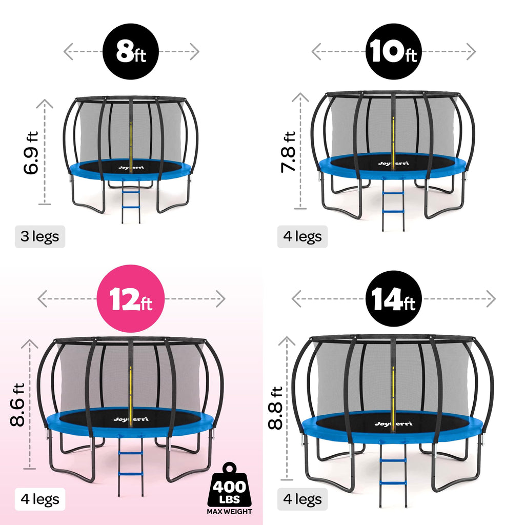 Trampoline for Kids and Adults -12Ft Trampoline with Net - with Bonus Sprinkler and LED Lights/ASTM Certified/Extra Sturdy Recre