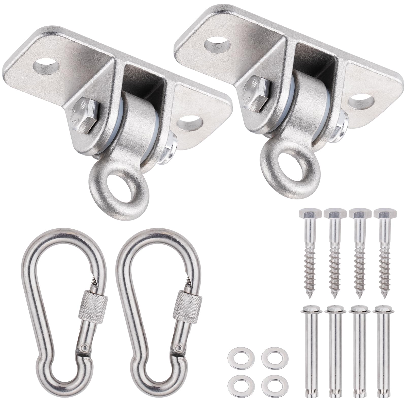 Wishtofly Swing Hangers 304 Stainless Steel with Locking Snap Hooks, Heavy Duty Swing Hardwares for Porch, Patio, Playground, In