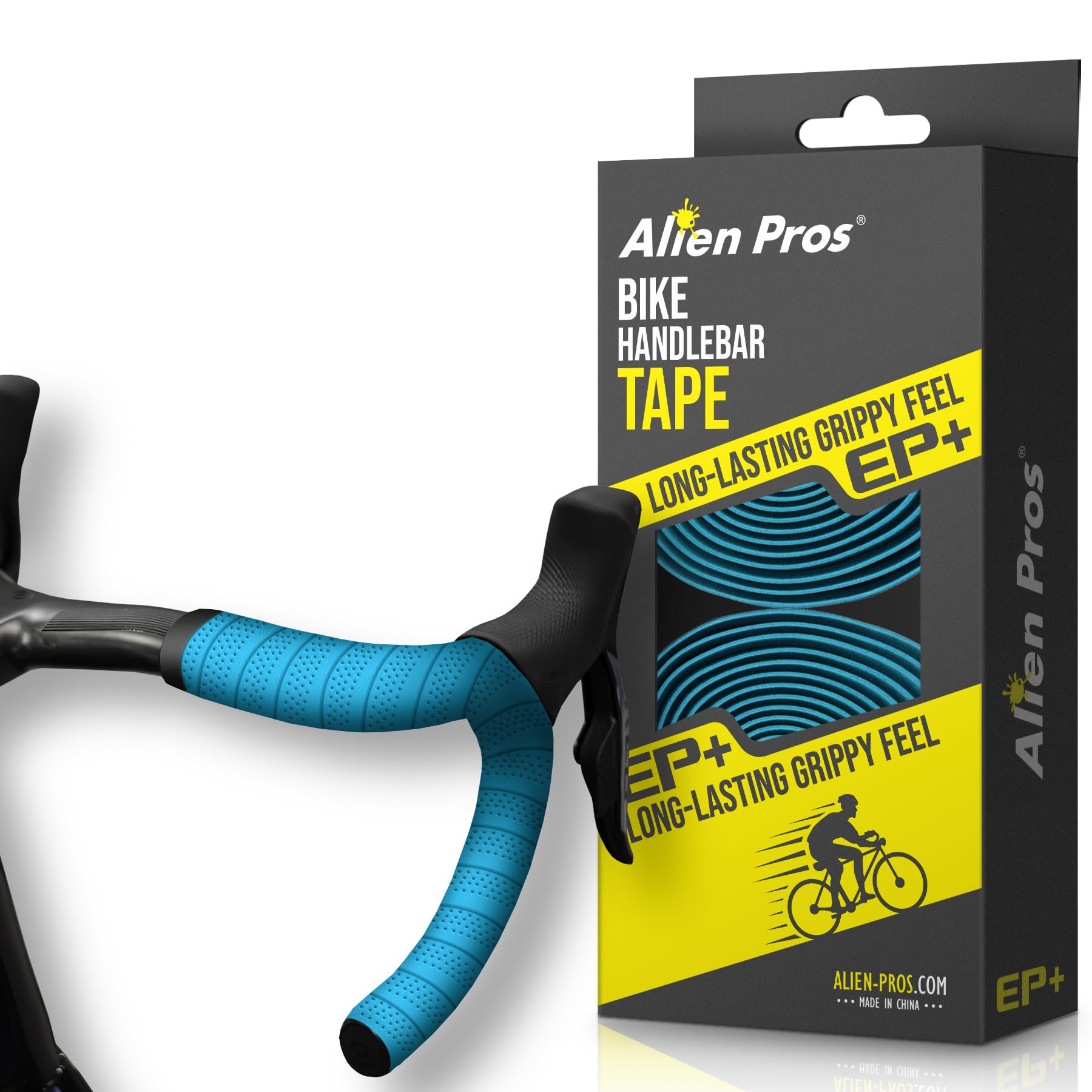ALIEN PROS Bike Handlebar Tape Blue NEW Model EP+ (Set of 2) - Wrap Your Bike for an Awesome Comfortable Ride - Enhance Your Bik