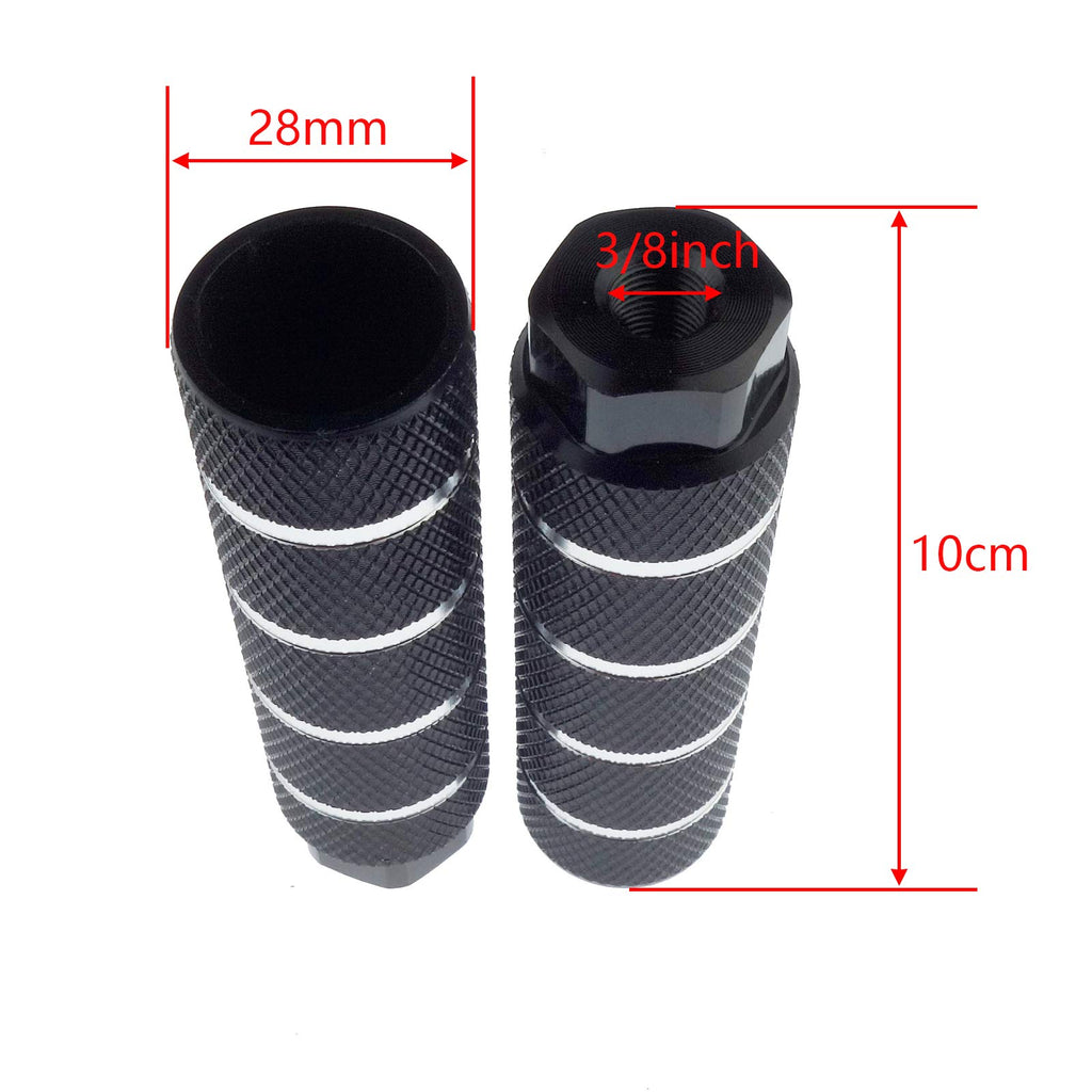 Zelerdo 2 Pairs Aluminum Alloy Bike Pegs For Mountain Bike Cycling Rear Stunt Pegs Fit 3/8 Inch Axles (Black Stripe And Blue Str