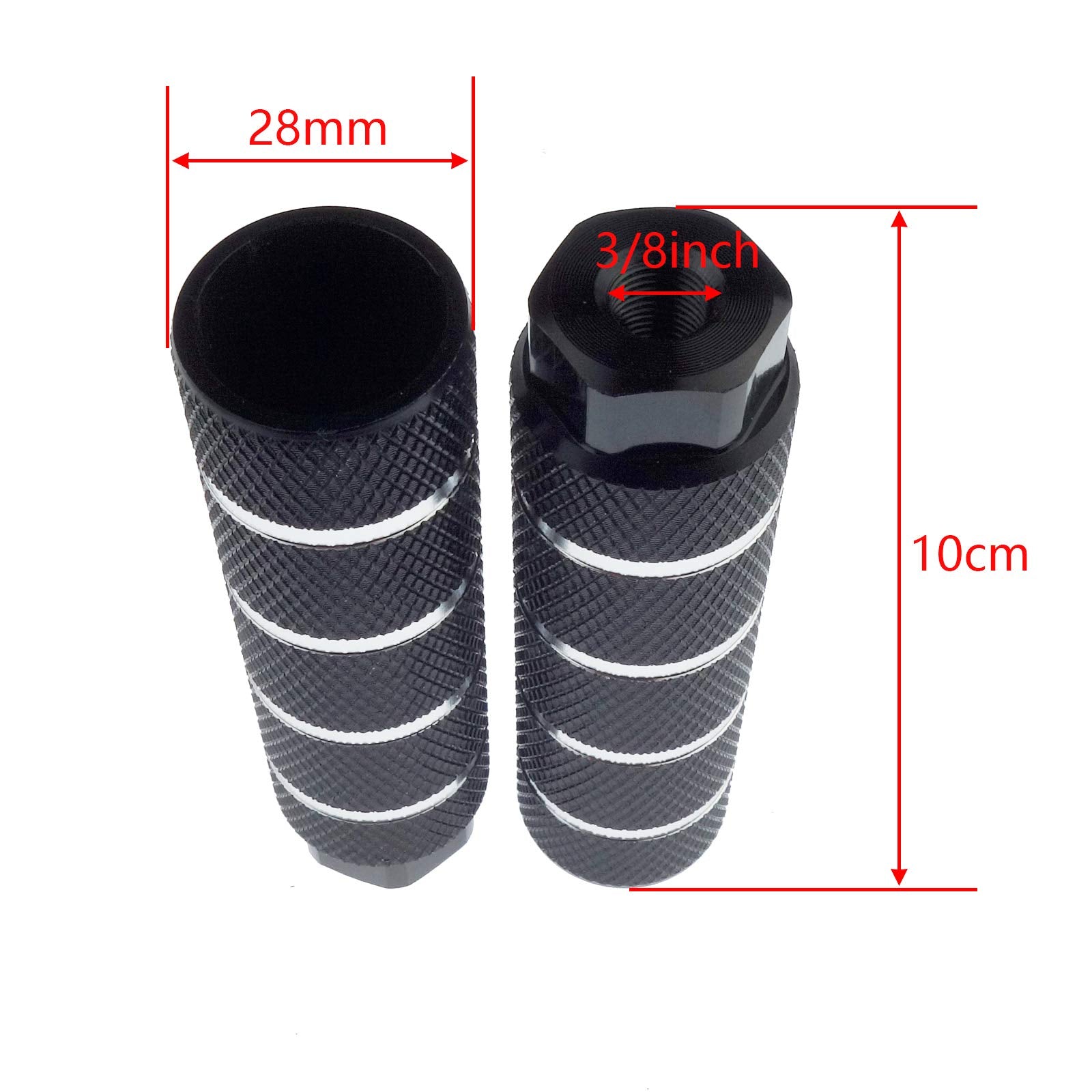 Zelerdo 2 Pairs Aluminum Alloy Bike Pegs For Mountain Bike Cycling Rear Stunt Pegs Fit 3/8 Inch Axles (Black Stripe And Blue Str