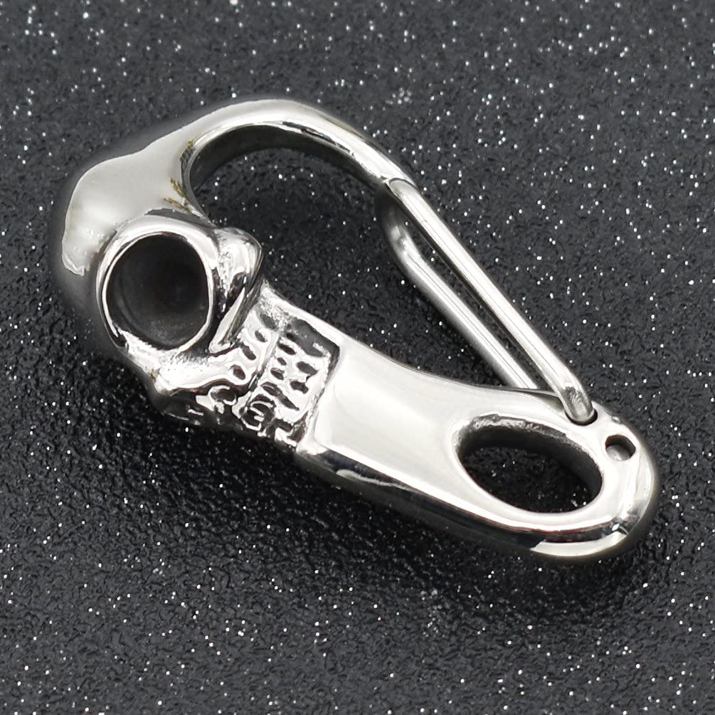 Heavy Metal Skull Key Clasp Carabiner Biker Stainless Steel Keychain