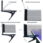 Comesee Kioos Collapsible Table Tennis Net Professional Steel Pingpong Net Clip Grip Mesh Training Competition Portable Tension