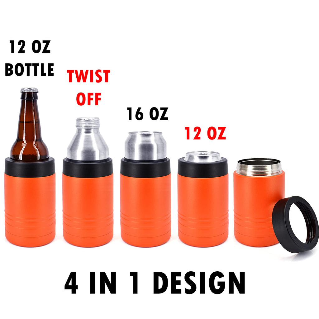 Clear Water Home Goods 4-In-1 Stainless Steel 12 Oz Double Wall Vacuum Insulated Can Or Bottle Cooler Keeps Beverage Cold For Ho