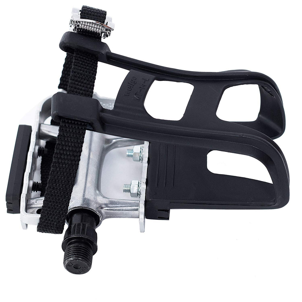 Ybeki Namucuo Bike Pedals With Clips And Straps, For Exercise Bike, Spin Bike And Outdoor Bicycles, 9/16-Inch Spindle Resin/Allo