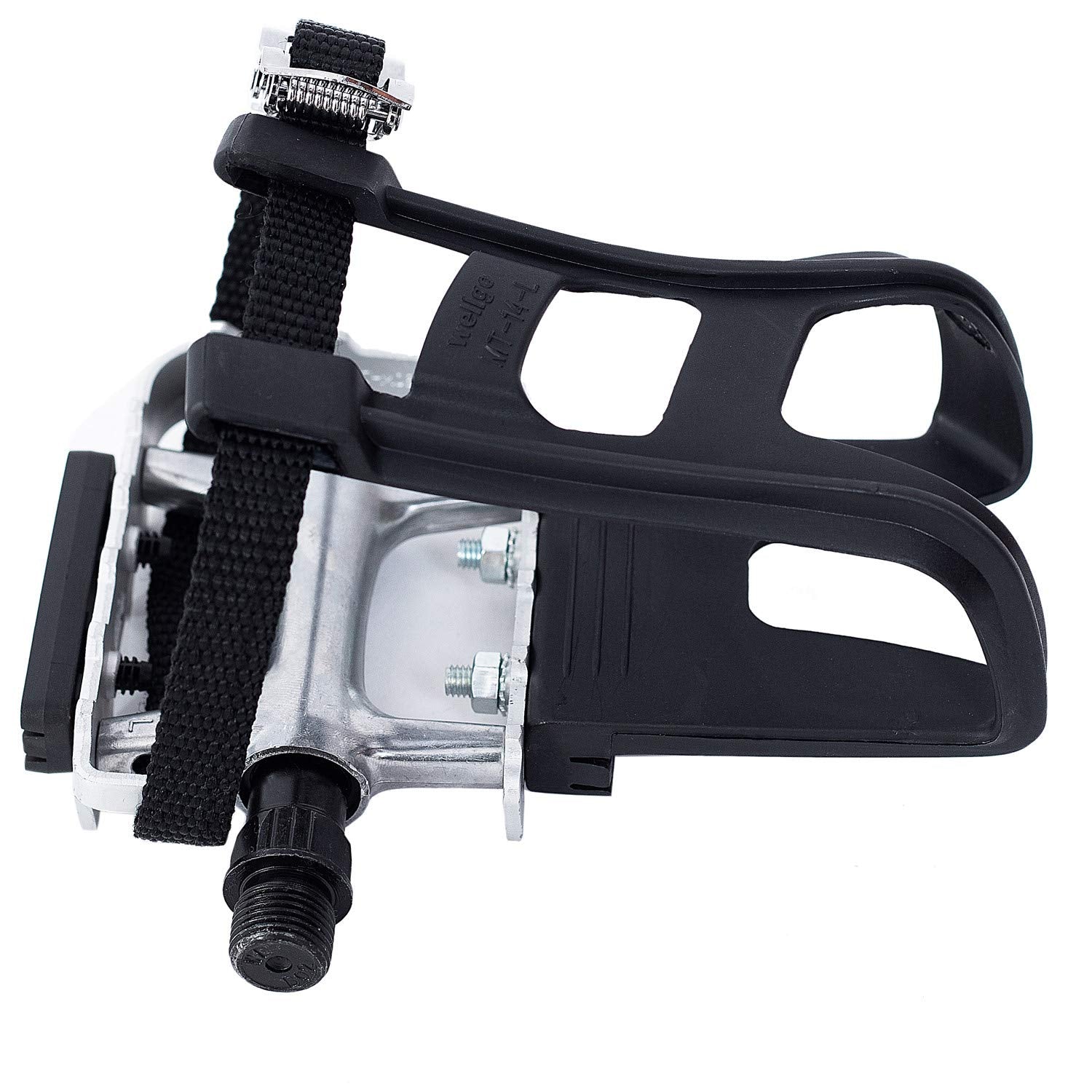 Ybeki Namucuo Bike Pedals With Clips And Straps, For Exercise Bike, Spin Bike And Outdoor Bicycles, 9/16-Inch Spindle Resin/Allo