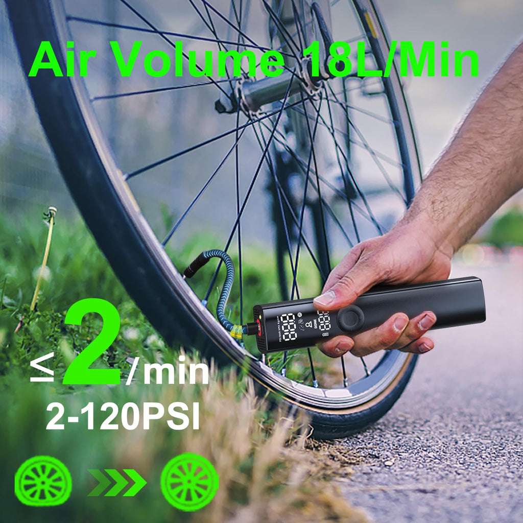 Tire Inflator Electric Bike Pump, Woowind Bp188 Portable Air Pump For Bikes, Auto Shut-Off With Presta,Schrader Valve And Dunlop