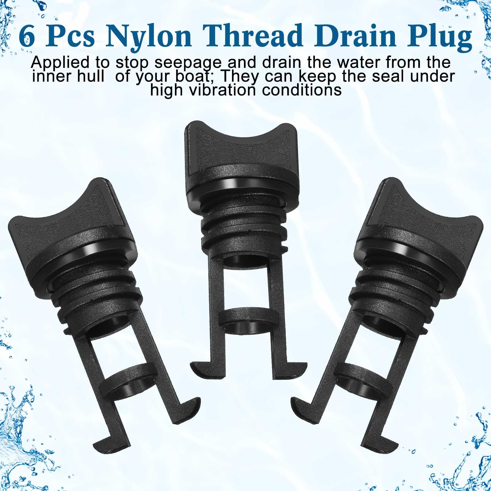 Boao  Nylon  Kayak  Drain  Plugs  Thread  Drain  Plugs  For  Kayak  Dinghy  Canoe  Boat (Red, 6 Pieces)