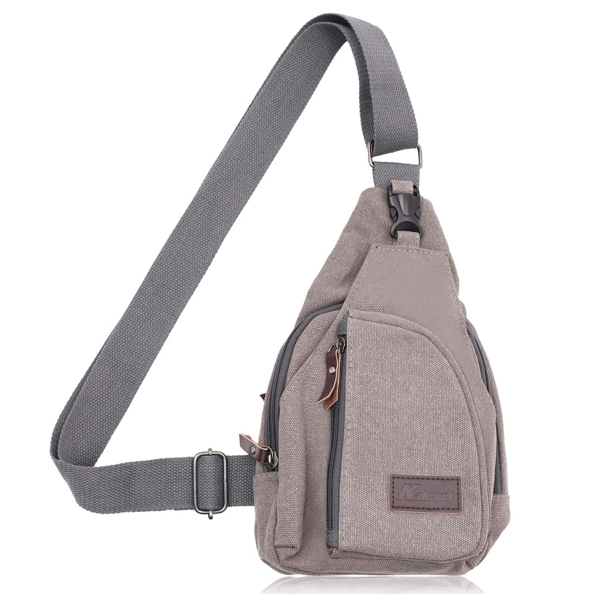 Kalevel Cool Outdoor Sports Casual Canvas Unbalance Backpack Crossbody Sling Bag Shoulder Bag Chest Bag For Men (Size S,Grey)