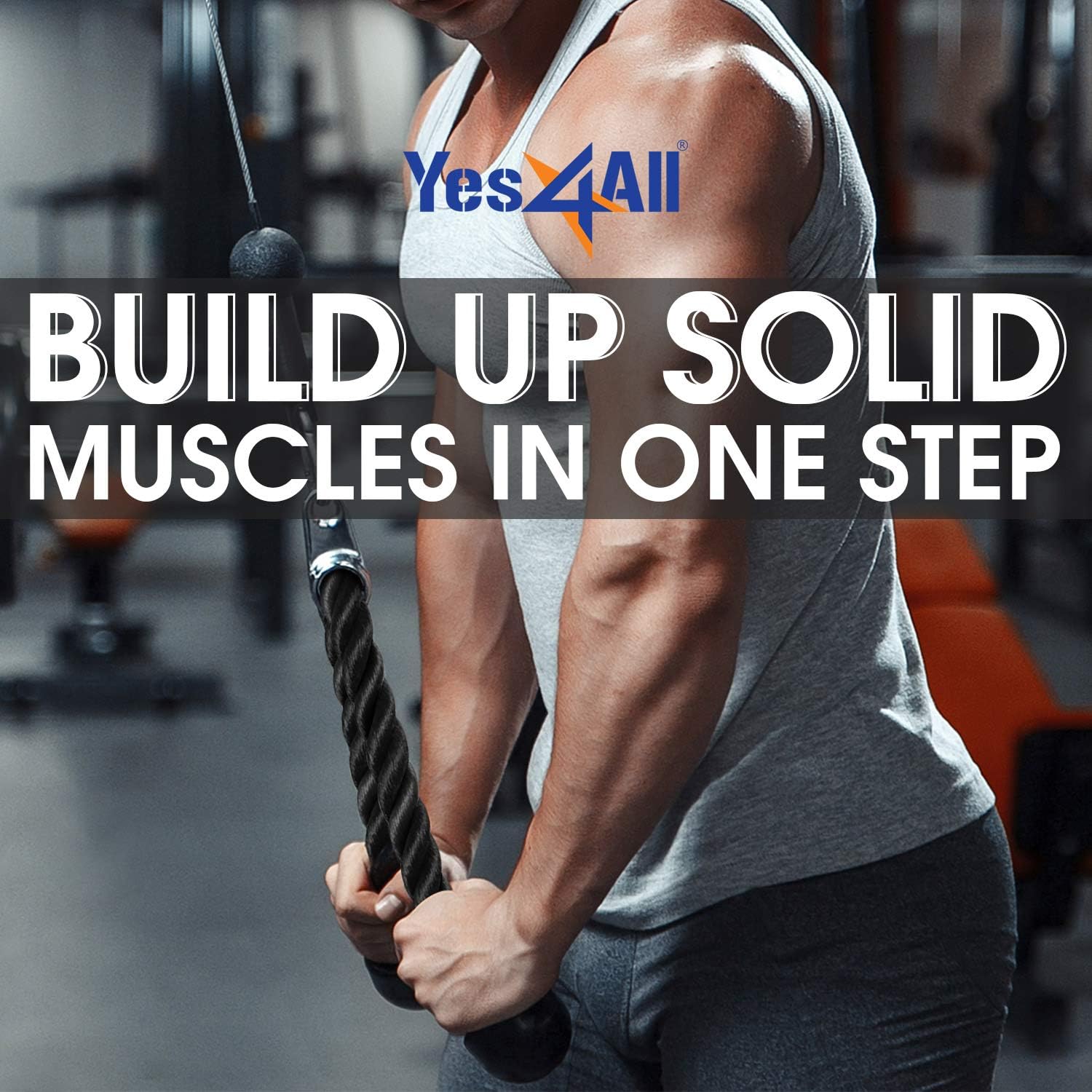 Yes4All Tricep Rope - Exercise Machine Attachment Press Down - 27'' Rope Length